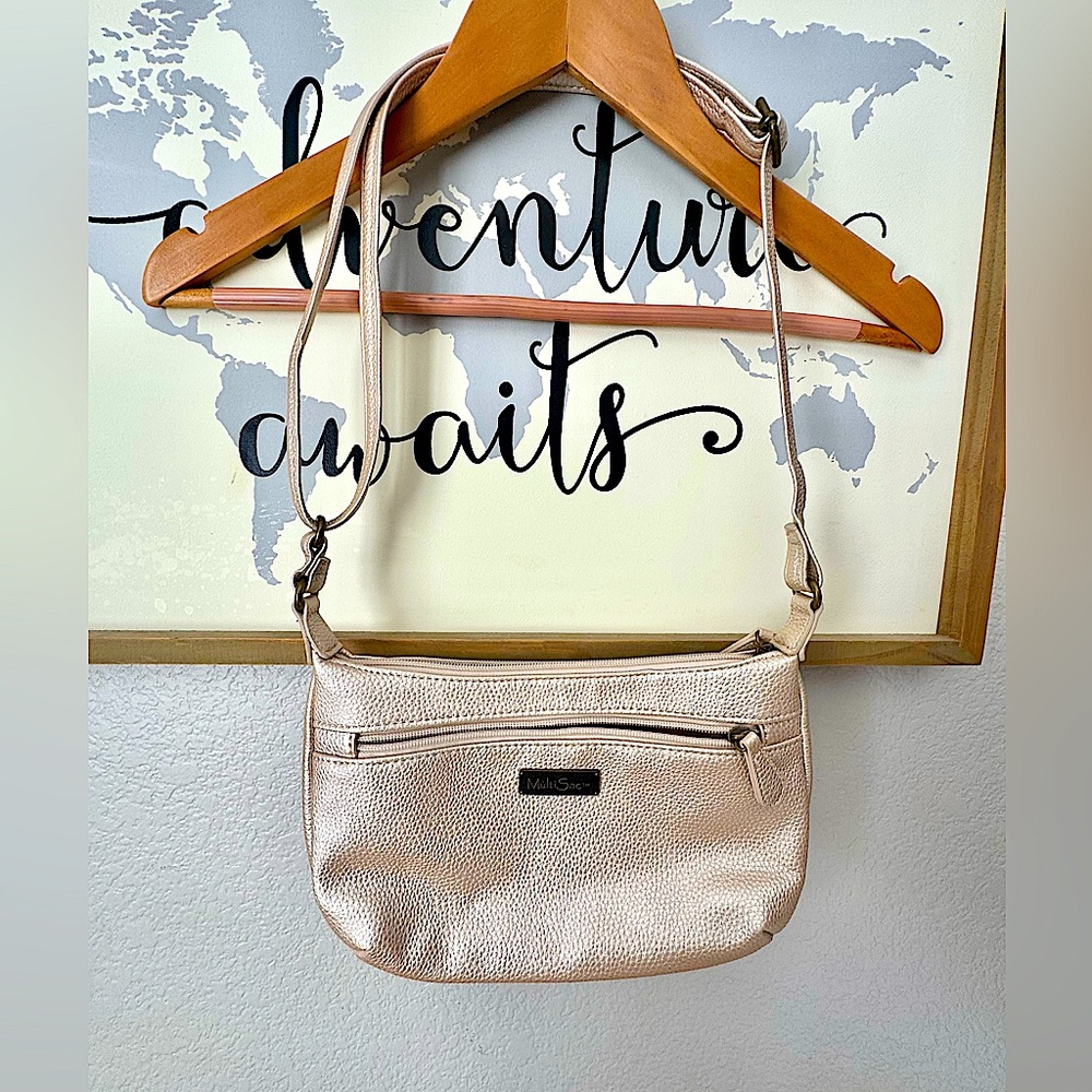 Multisac crossbody vegan leather purse in champagne